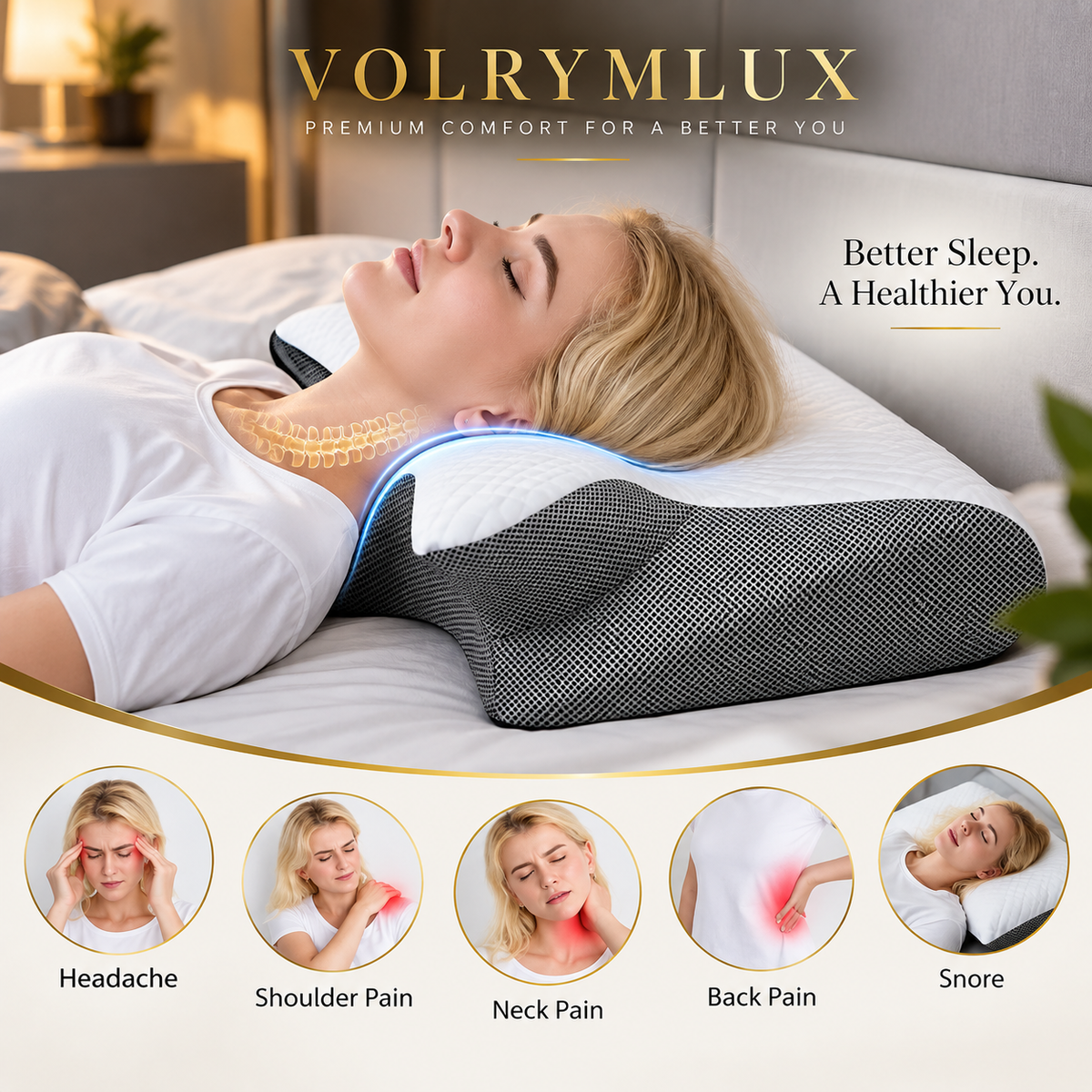 VOLRYMLUX Premium 2.0 Butterfly Cervical Adaptive Memory Foam Pillow