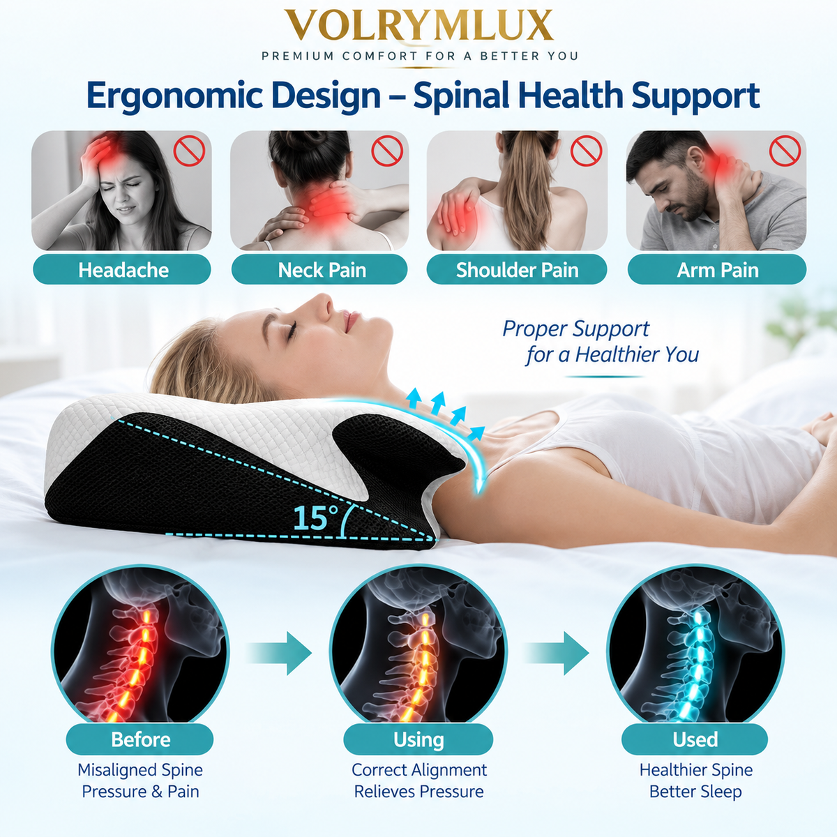 VOLRYMLUX Premium 2.0 Butterfly Cervical Adaptive Memory Foam Pillow
